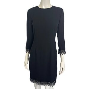 Liz Claiborne 90s Y2K Little Black Dress w/ Lace Trim